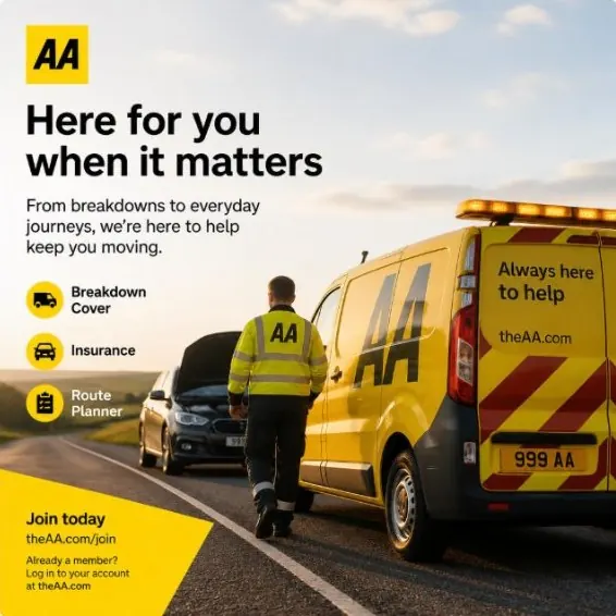 TheAA.com campaign creative: Here for you when it matters