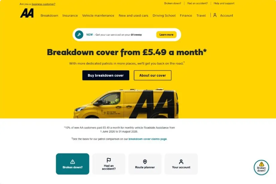 TheAA.com homepage running on SitecoreAI